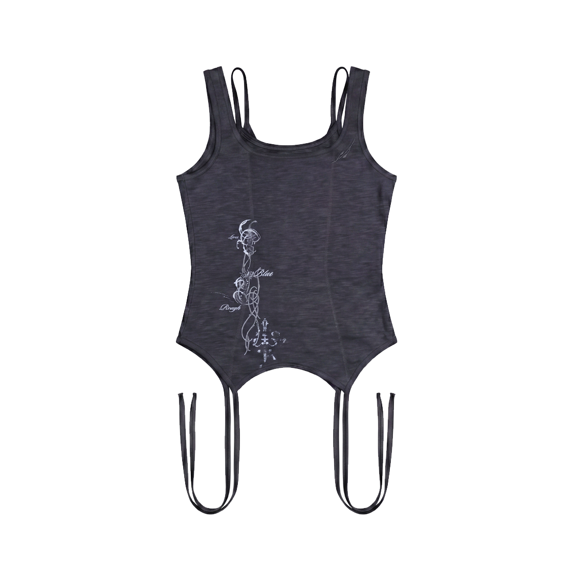 비엘알 타투 그래픽 레이어드 슬리브리스 탱크탑 블랙(BLR Tattooed Graphic Layered Sleeveless Tank Top Black)