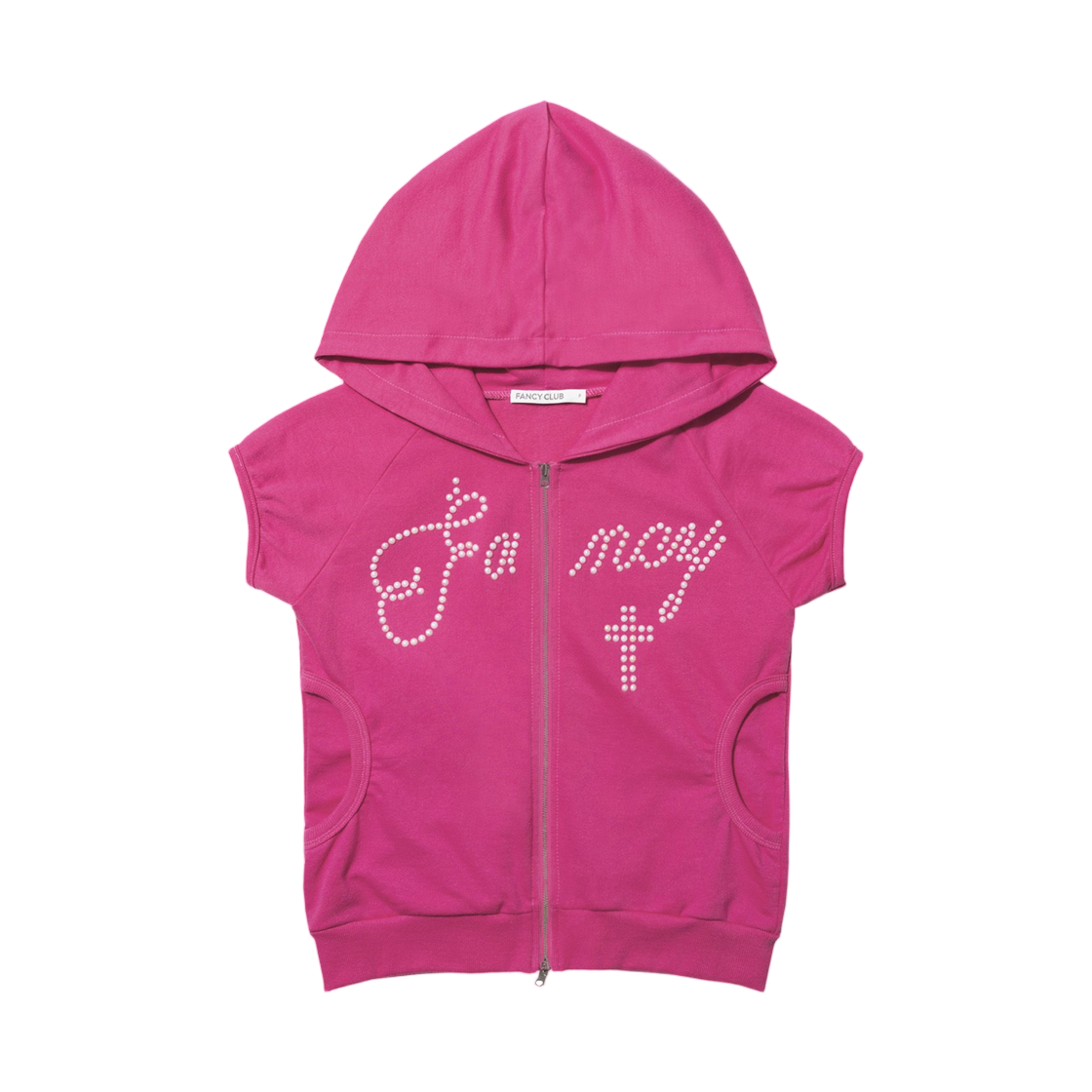 (W) 팬시 클럽 핫픽스 퍼프 슬리브 후드 집업 핫 핑크((W) Fancy Club Hotfix Puff Sleeve Hooded Zip Up Hot Pink) - 1