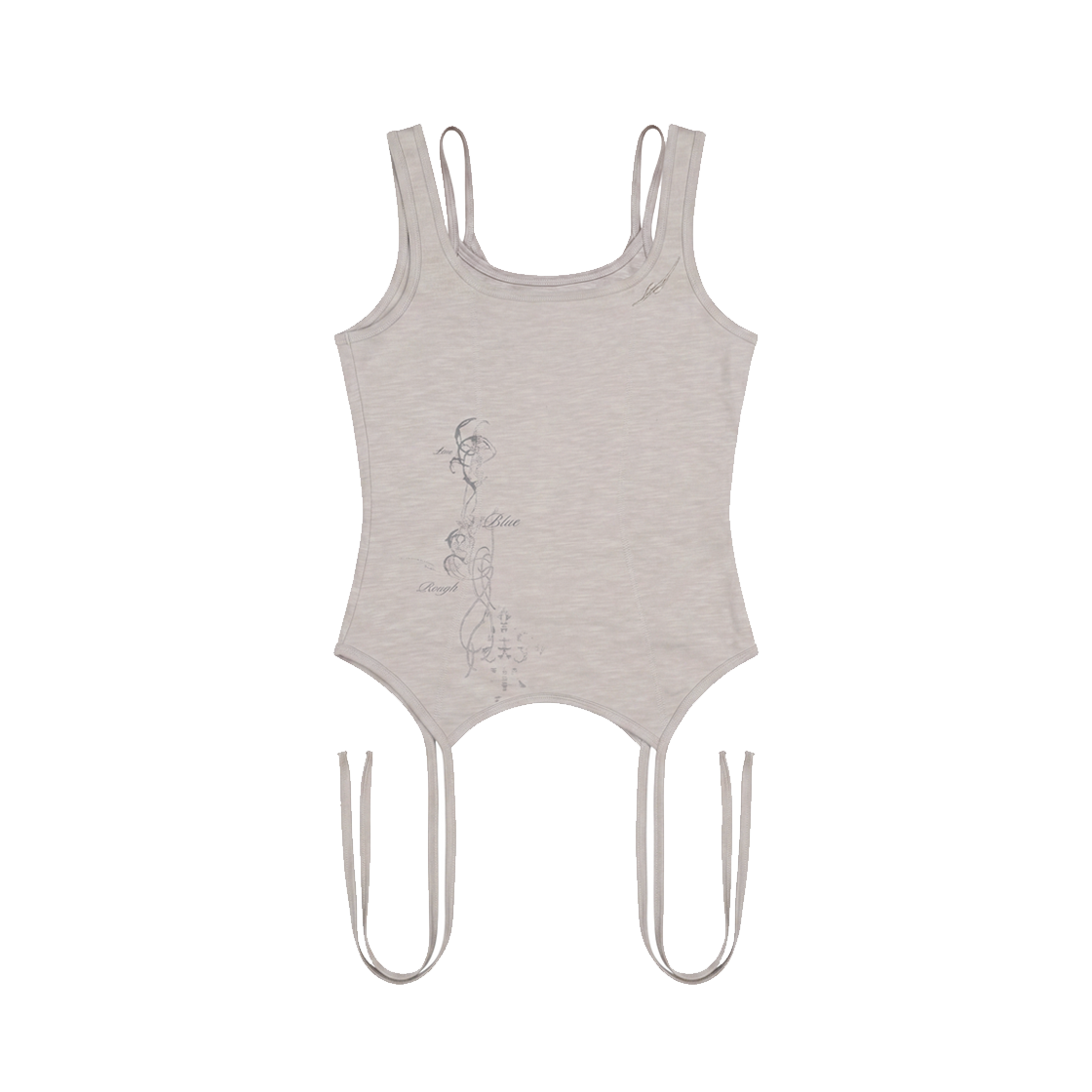 비엘알 타투 그래픽 레이어드 슬리브리스 탱크탑 베이지(BLR Tattooed Graphic Layered Sleeveless Tank Top Begie)