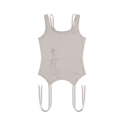 BLR Tattooed Graphic Layered Sleeveless Tank Top Begie