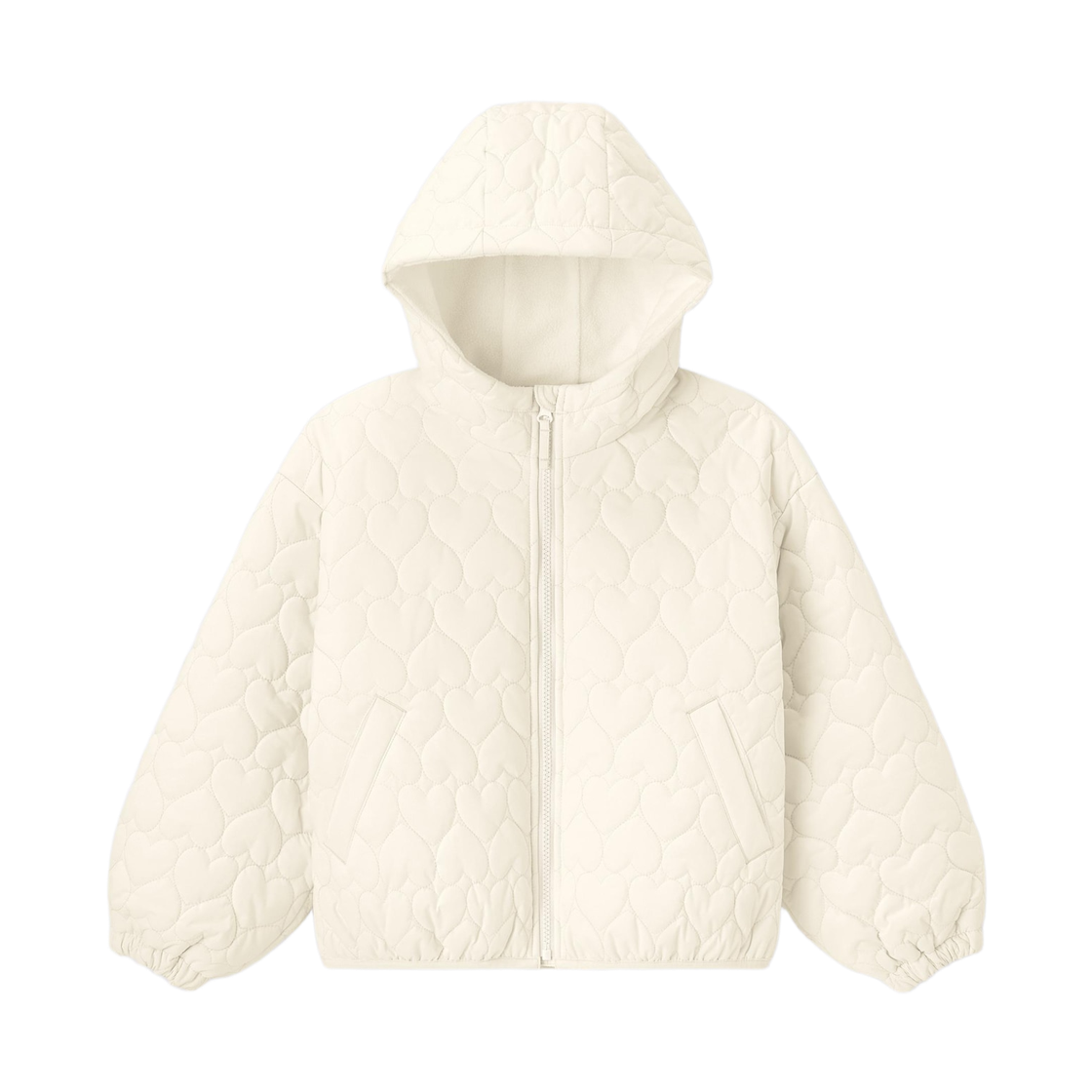 357827-30 (Kids) GU Warm Padded Heart Quilted Jacket Natural