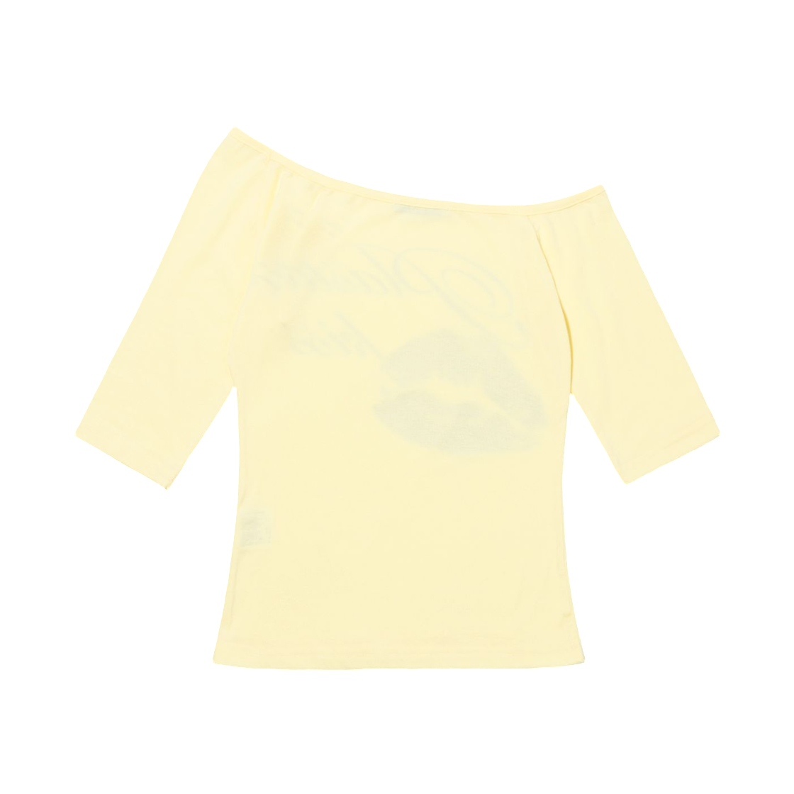 (W) 팬시 클럽 플라스틱 키스 원숄더 탑 옐로우((W) Fancy Club Plastic Kiss One Shoulder Top Yellow) - 2
