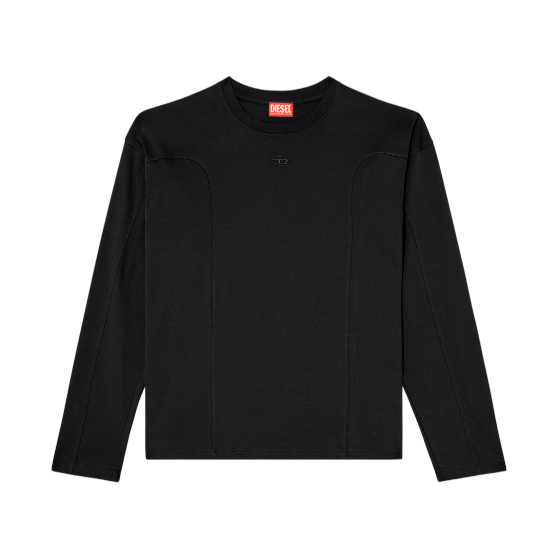 A194440AIJU-9XX Diesel Long-Sleeve T-Shirt with Solid Color Panels Black