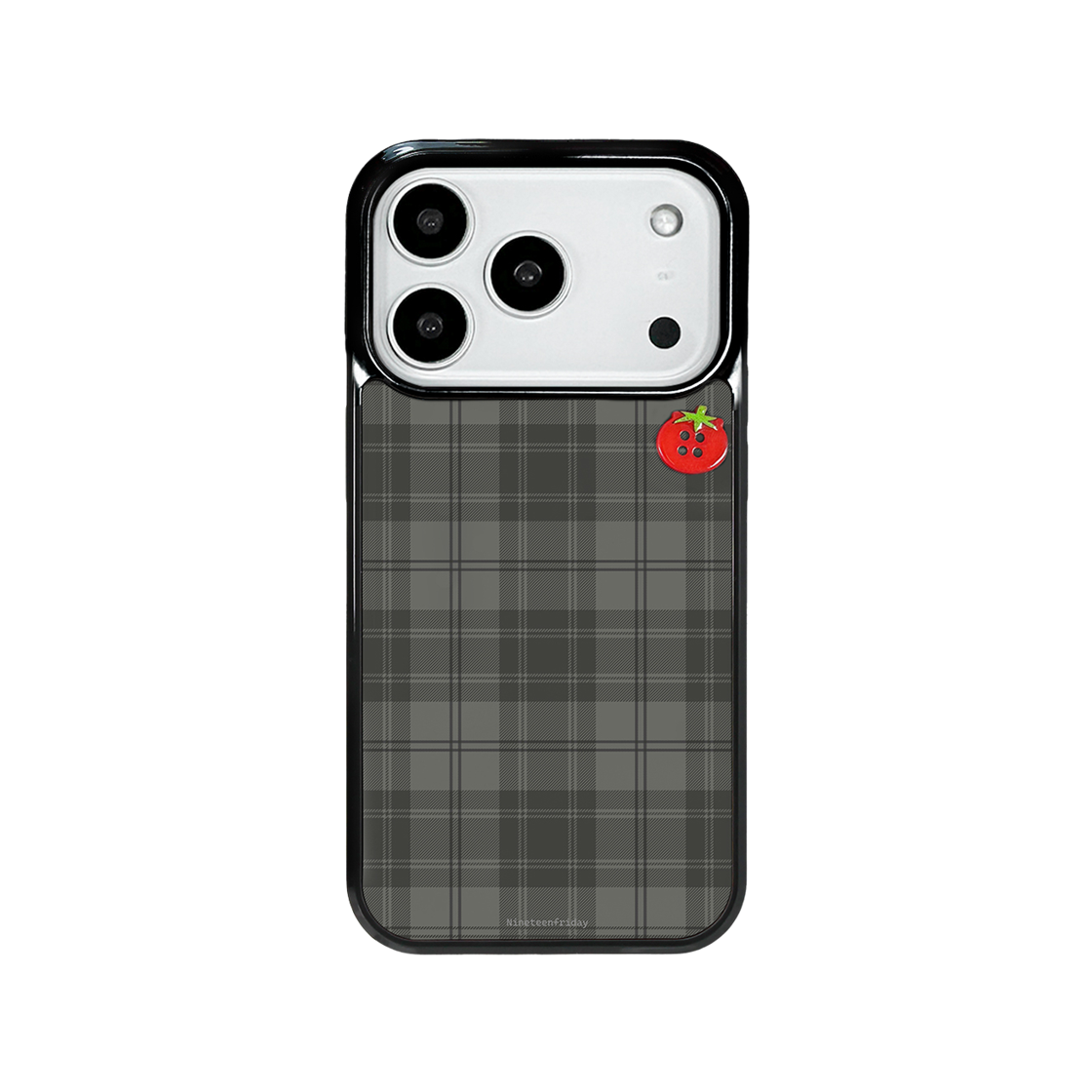 0019_ NINETEENFRIDAY Tomato Button Pattern Magsafe Epoxy Case - gray check
