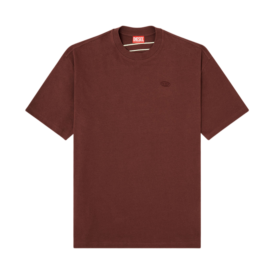 A113020HGAM-61J Diesel T-Shirt with Maxi Oval D Embroidery Brown