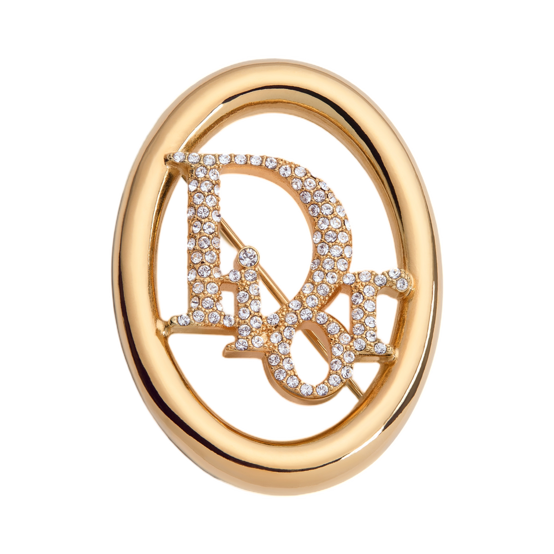 V1996WOMCY-D319 (W) Dior Oblique Brooch Finish Metal & Crystal Gold
