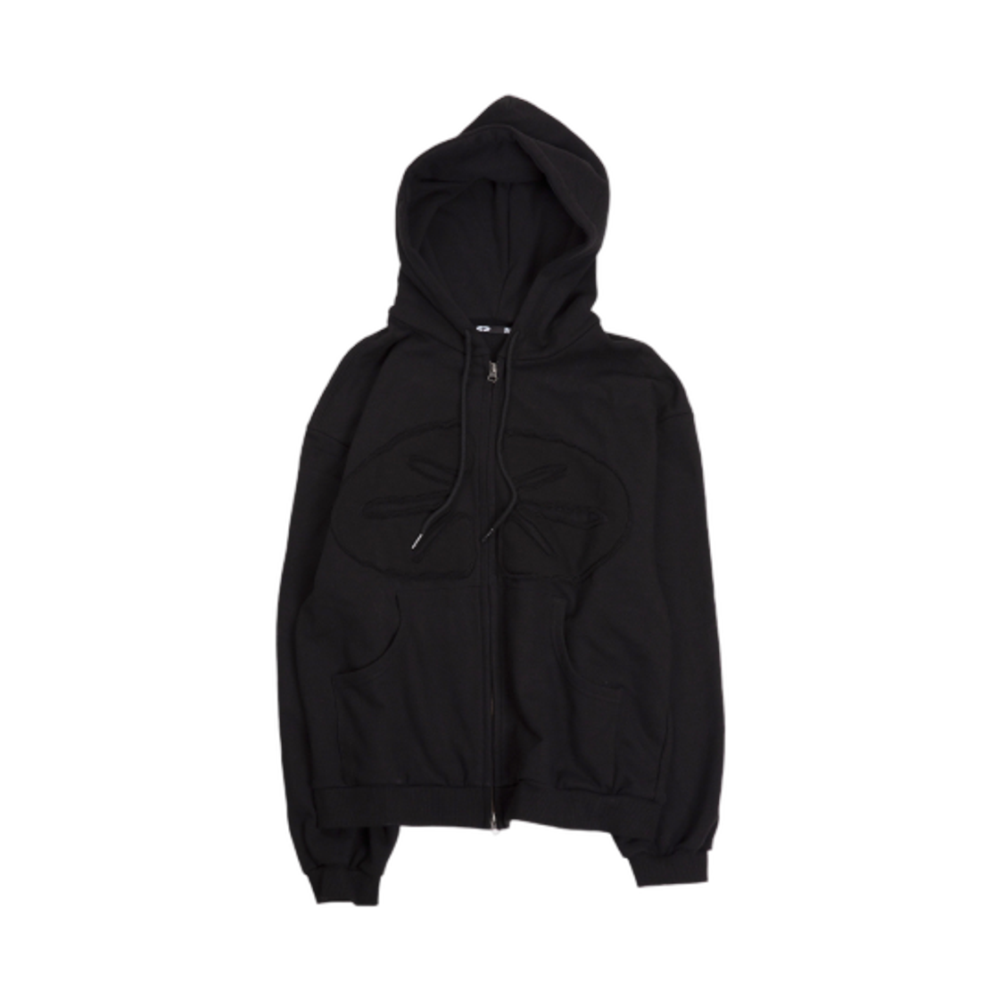 이알티알 로고 아플리케 투웨이 후드 집업 블랙(ERTR Logo Applique 2Way Hoodie Zip Up Black) - 1