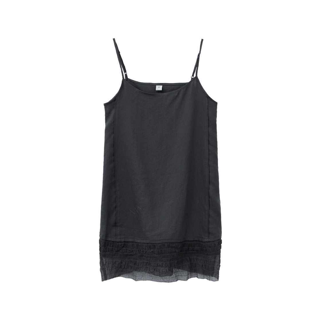 폴리테루 우먼 시어 레이어 드레스 차콜(Polyteru Women Sheer Layer Dress Charcoal)