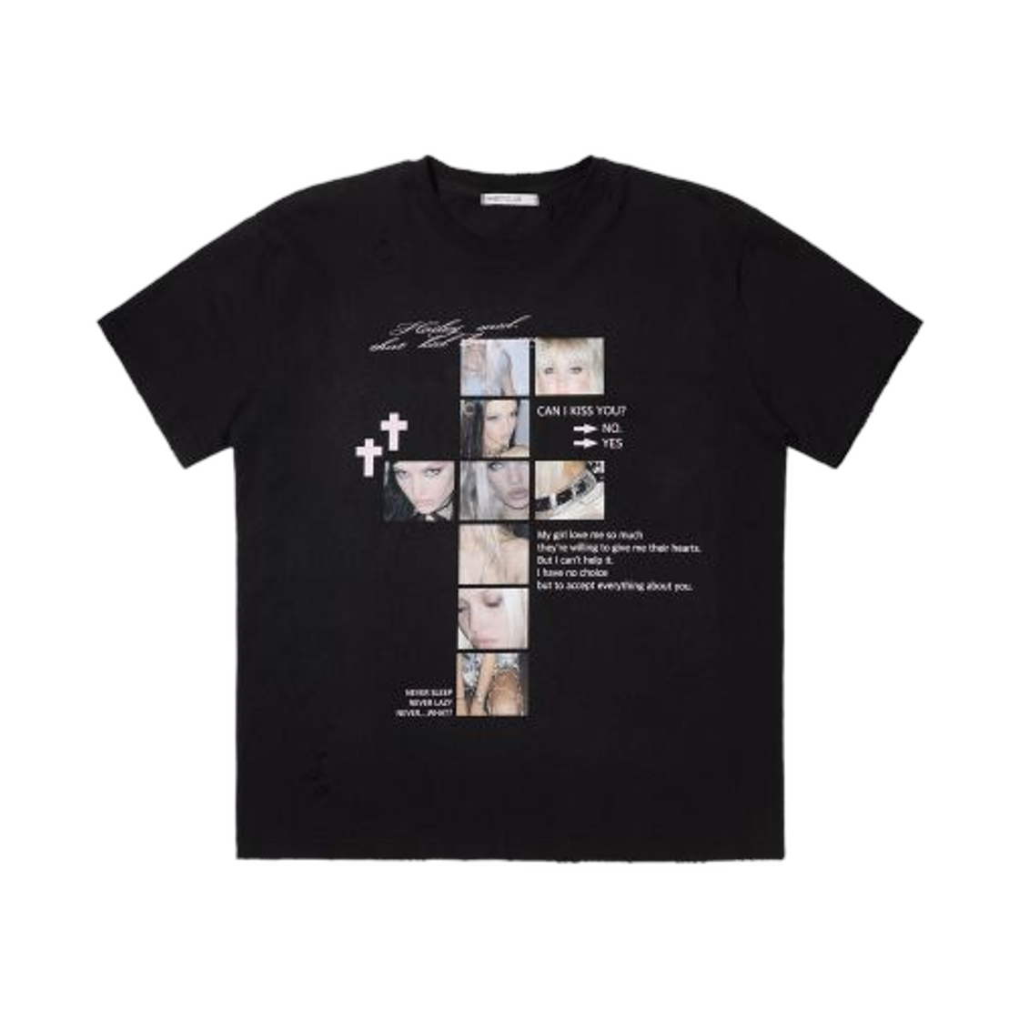 F26QB050BK (W) Fancy Club Damage Fearless T-Shirt Black