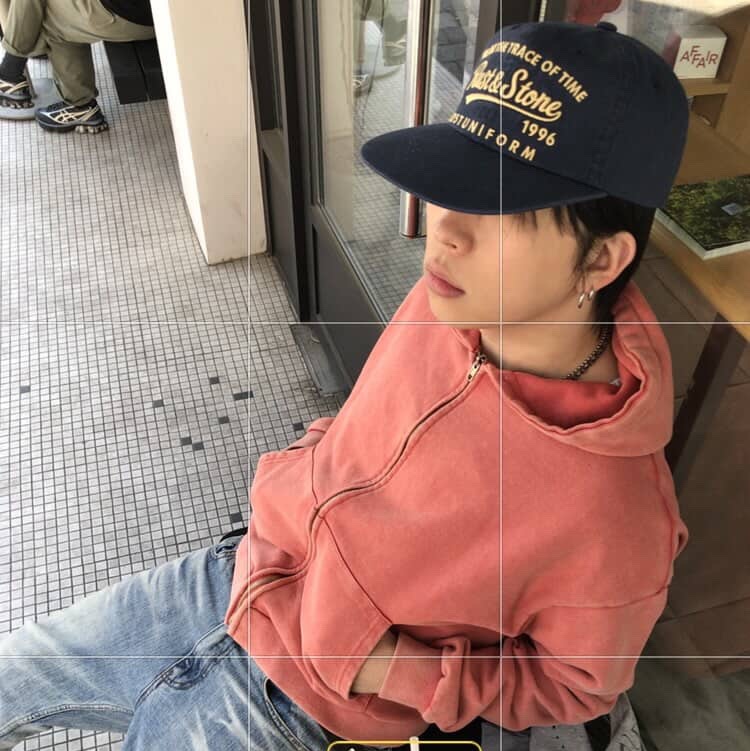 Rust And Stone Time Trace Ball Cap Navy 착용 스타일 - 2