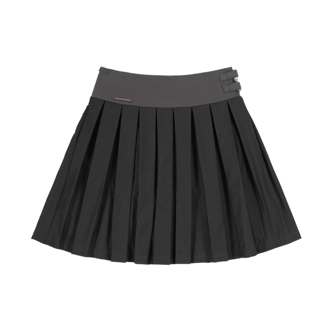 (W) 팬시 클럽 클래식 버클 플리츠 미디 스커트 그레이((W) Fancy Club Classic Buckle Pleated Midi Skirt Gray)