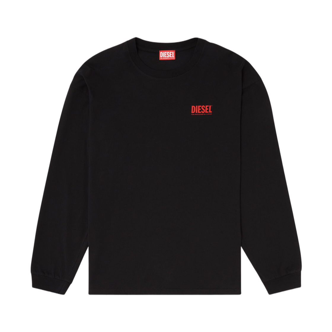 A200370EPCA-9XX Diesel Relaxed Long-Sleeve T-Shirt with Biscotto Logo Black