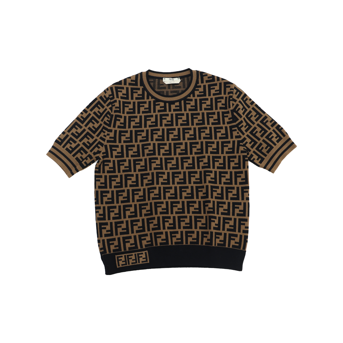 IT2FUNDMUK4Q Fendi FZY702 FF Motif Short Sleeve Top Brown