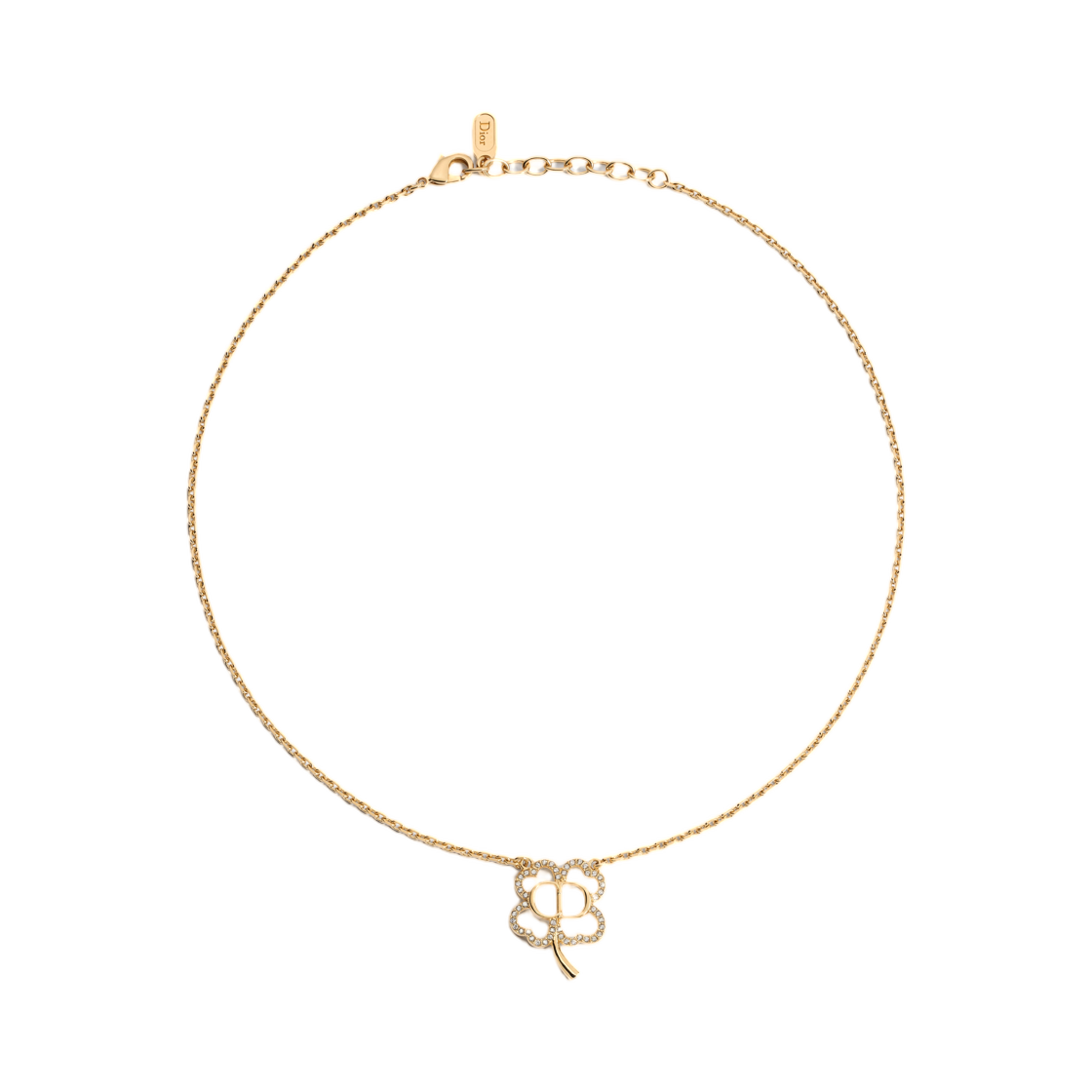 N3840WOMCY-D319 (W) Dior CD Shiny Clover Necklace Finish Metal & Crystal Gold