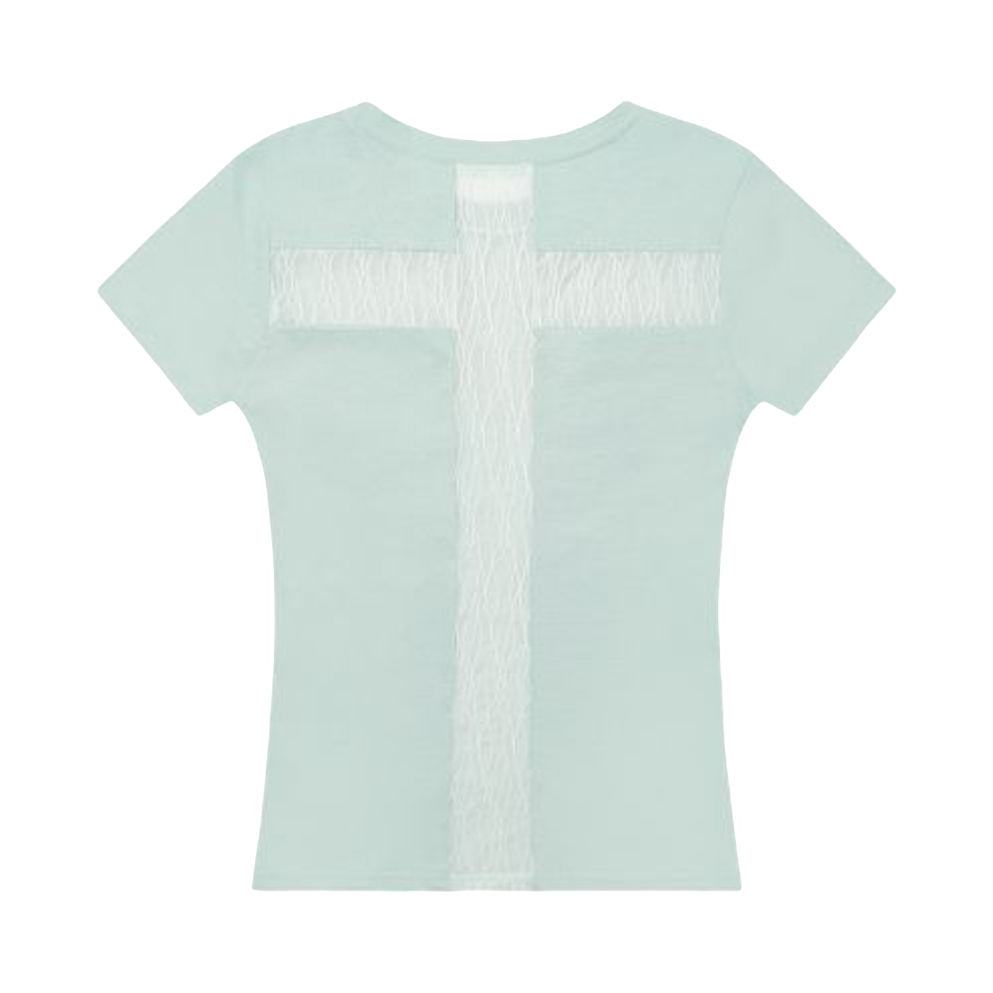 (W) 팬시 클럽 백 크로스 티셔츠 민트((W) Fancy Club Back Cross T-Shirt Mint) - 2