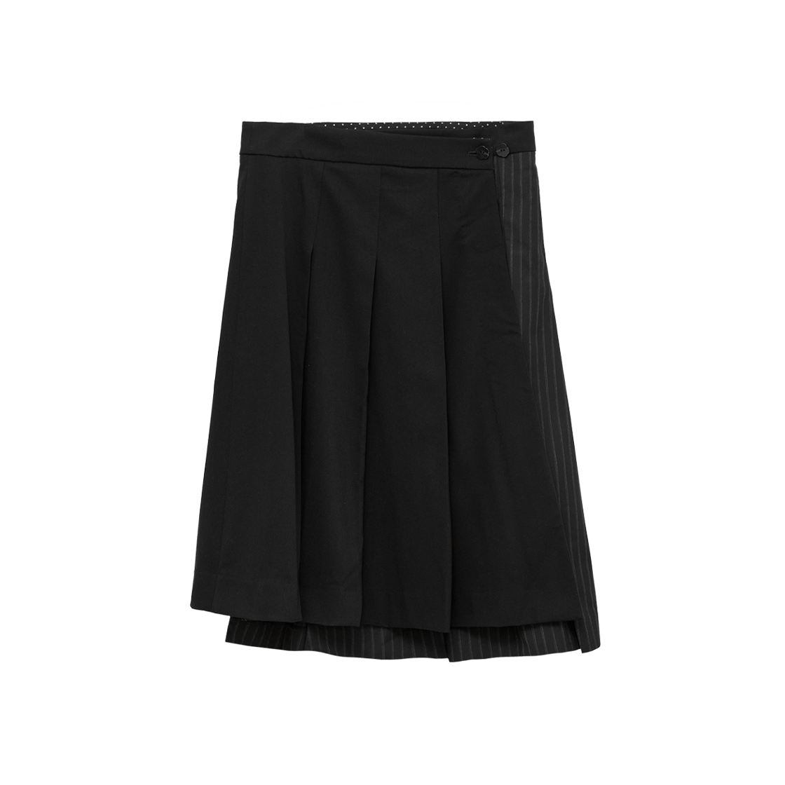 [더블적립] 폴리테루 우먼 플리츠 랩 스커트 블랙([더블적립] Polyteru Women Pleated Wrap Skirt Black)