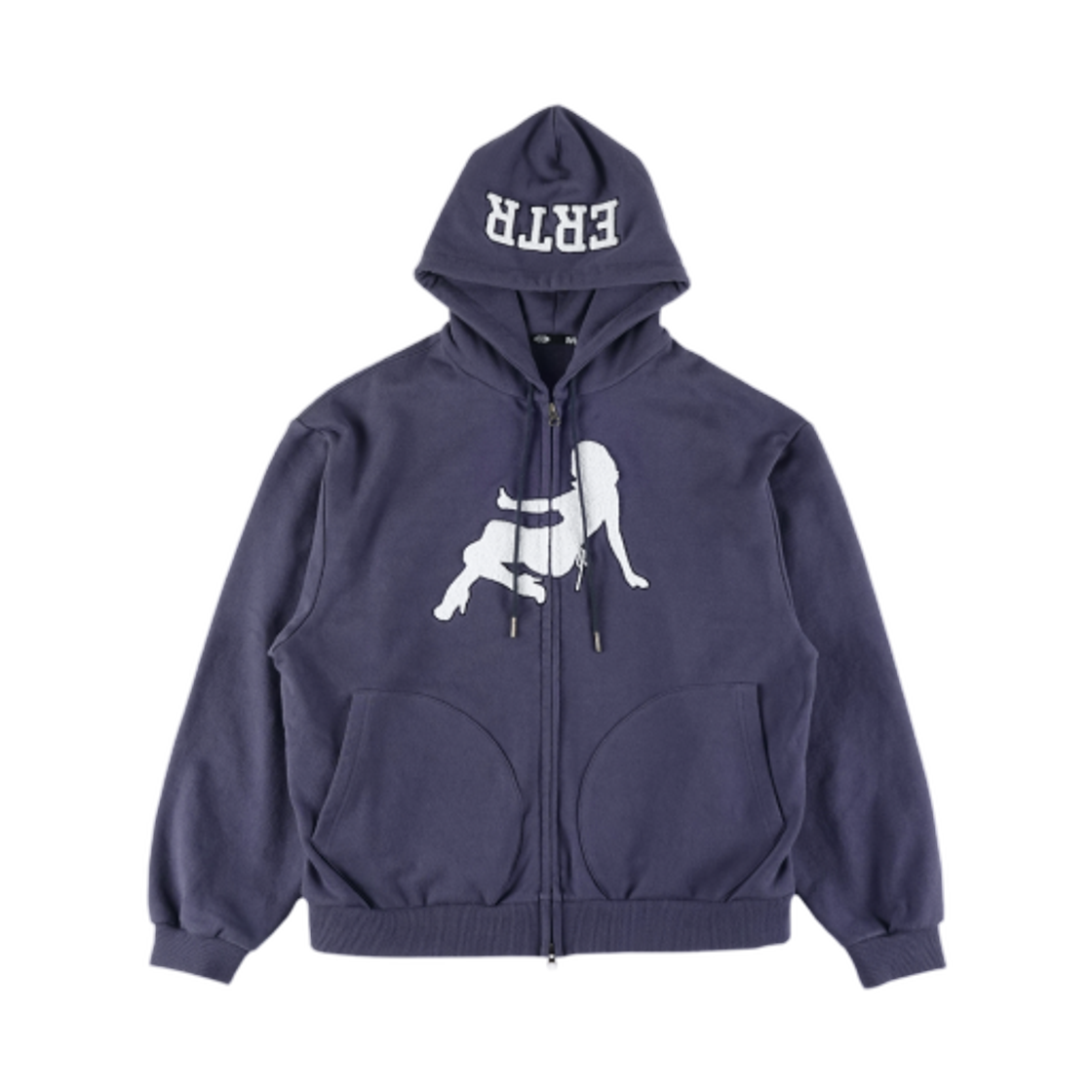 (W) 이알티알 떰즈 업 부클 후드 집업 네이비((W) ERTR Thumbs Up Boucle Hoodie Zip Up Navy)