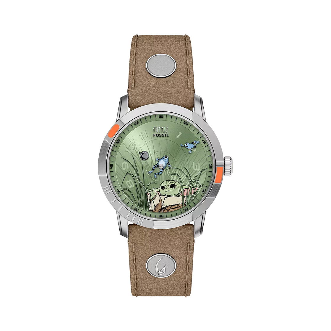 파슬 x 스타워즈 그로구 뉴트라 쿼츠 쓰리핸드 38mm 레더 그린 실버(Fossil x Star Wars Grogu Neutra Quartz Three-Hand 38mm Leather Green Silver) - 1