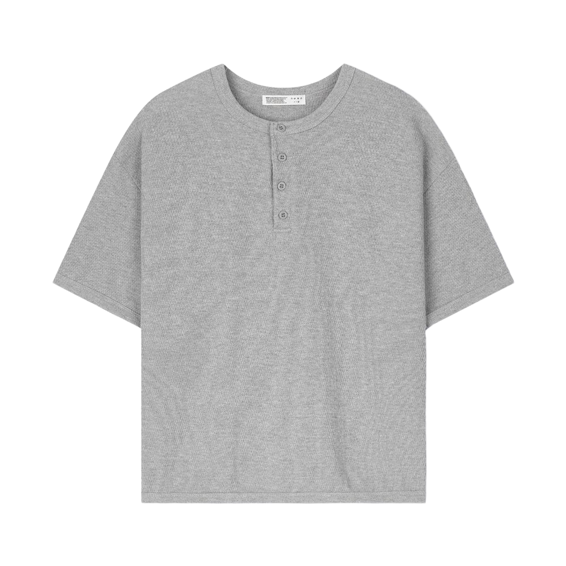 노운 헨리넥 티셔츠 멜란지 그레이(noun Henley Neck T-Shirts Melange Gray)