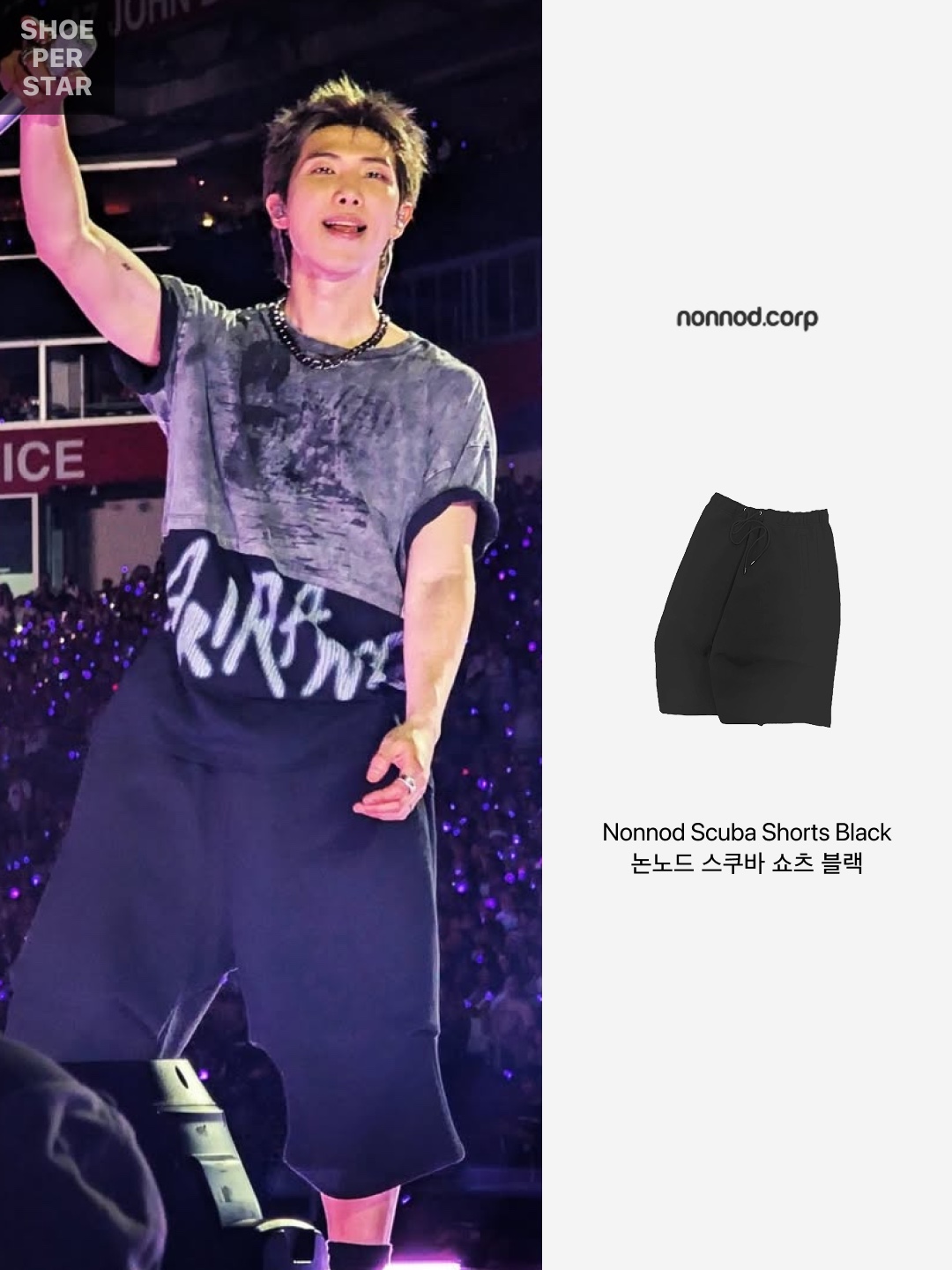 Nonnod Scuba Shorts Black, Nonnod Scuba Shorts Black 착용 스타일 - 2