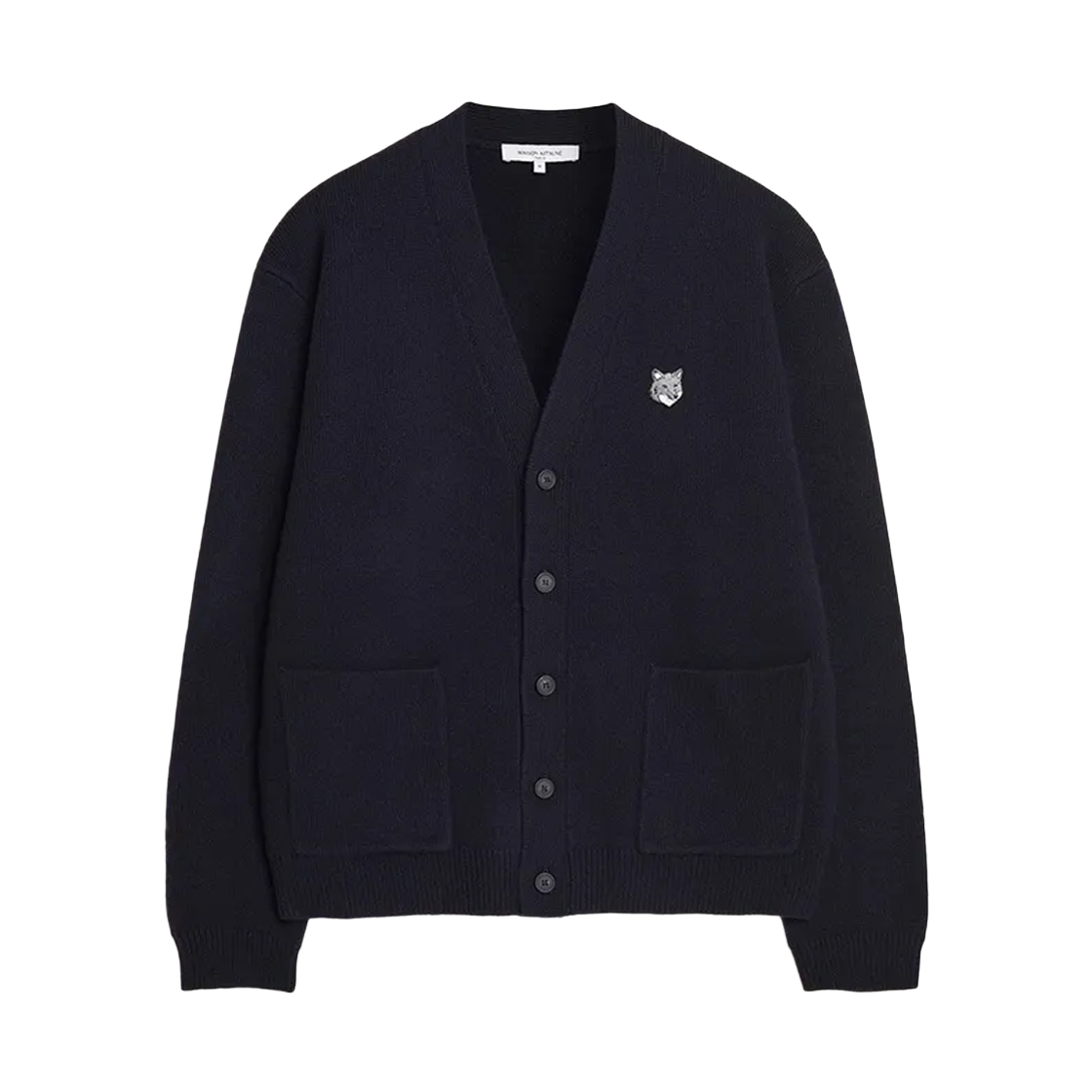 PM00510KT1180 0413 [25% 쿠폰] Maison Kitsune Fox Head Milano Lambswool Cardigan Navy