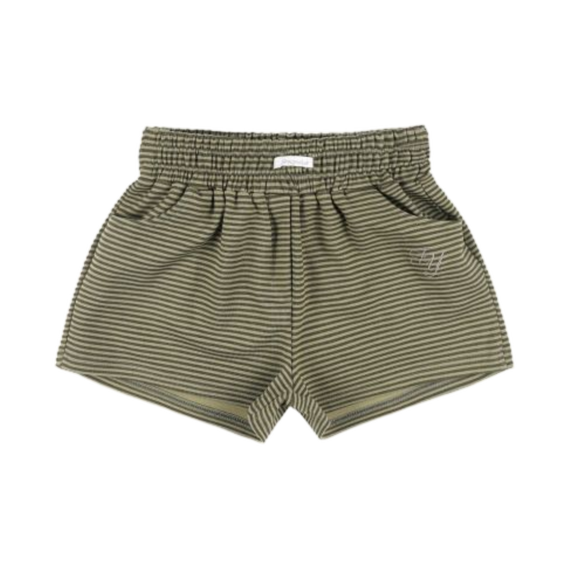 (W) 팬시 클럽 FY 스트라이프 마이크로 숏팬츠 카키((W) Fancy Club FY Striped Micro Short Pants Khaki)