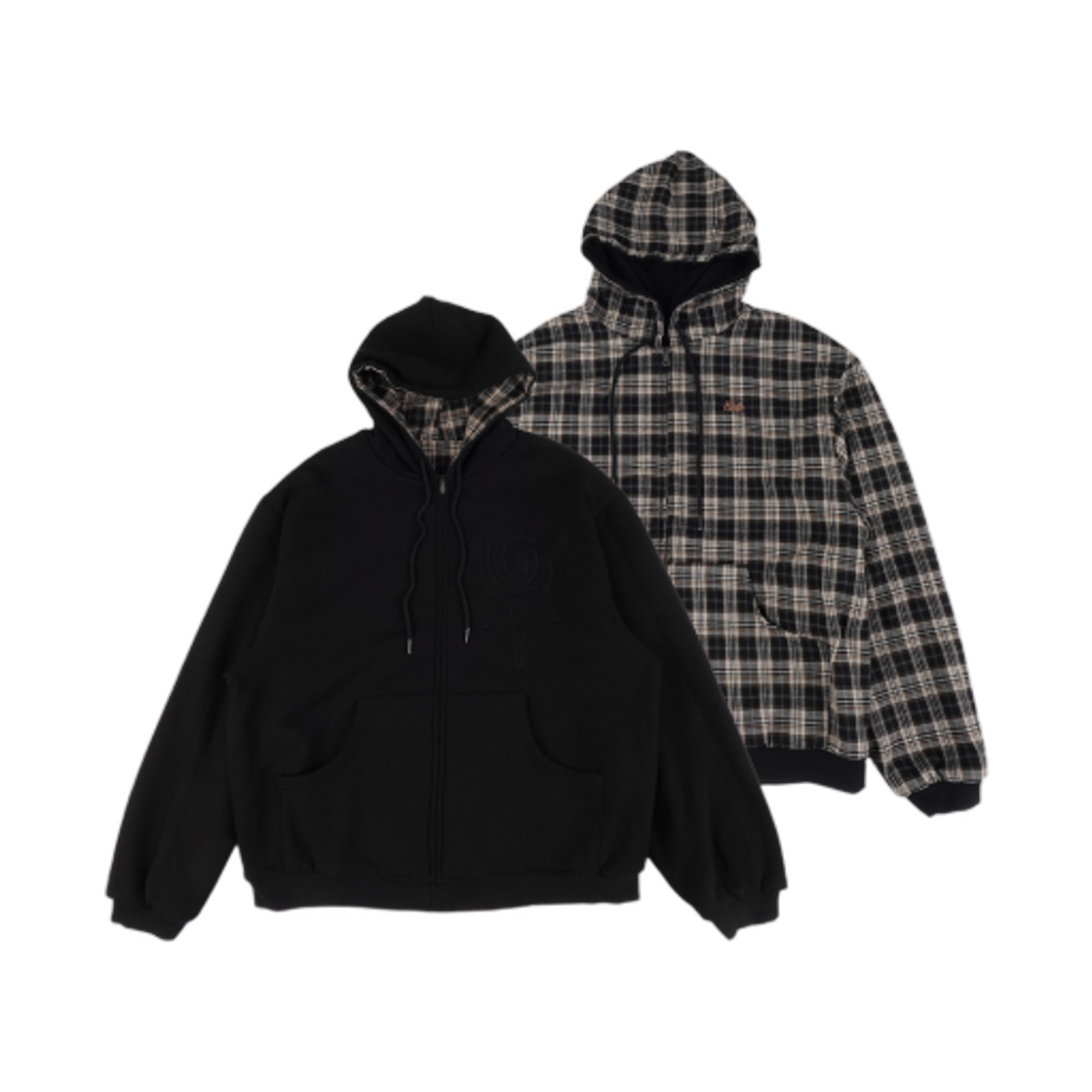 이알티알 리버시블 체크 후드 집업 블랙(ERTR Reversible Check Hoodie Zip Up Black) - 3