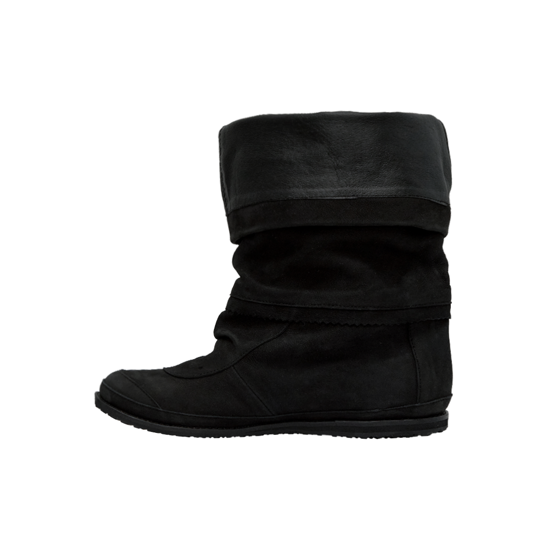 [프리오더] 폴리테루 우먼 폴딩 부츠 누벅 블랙([프리오더] Polyteru Women Folding Boots Nubuck Black) - 4