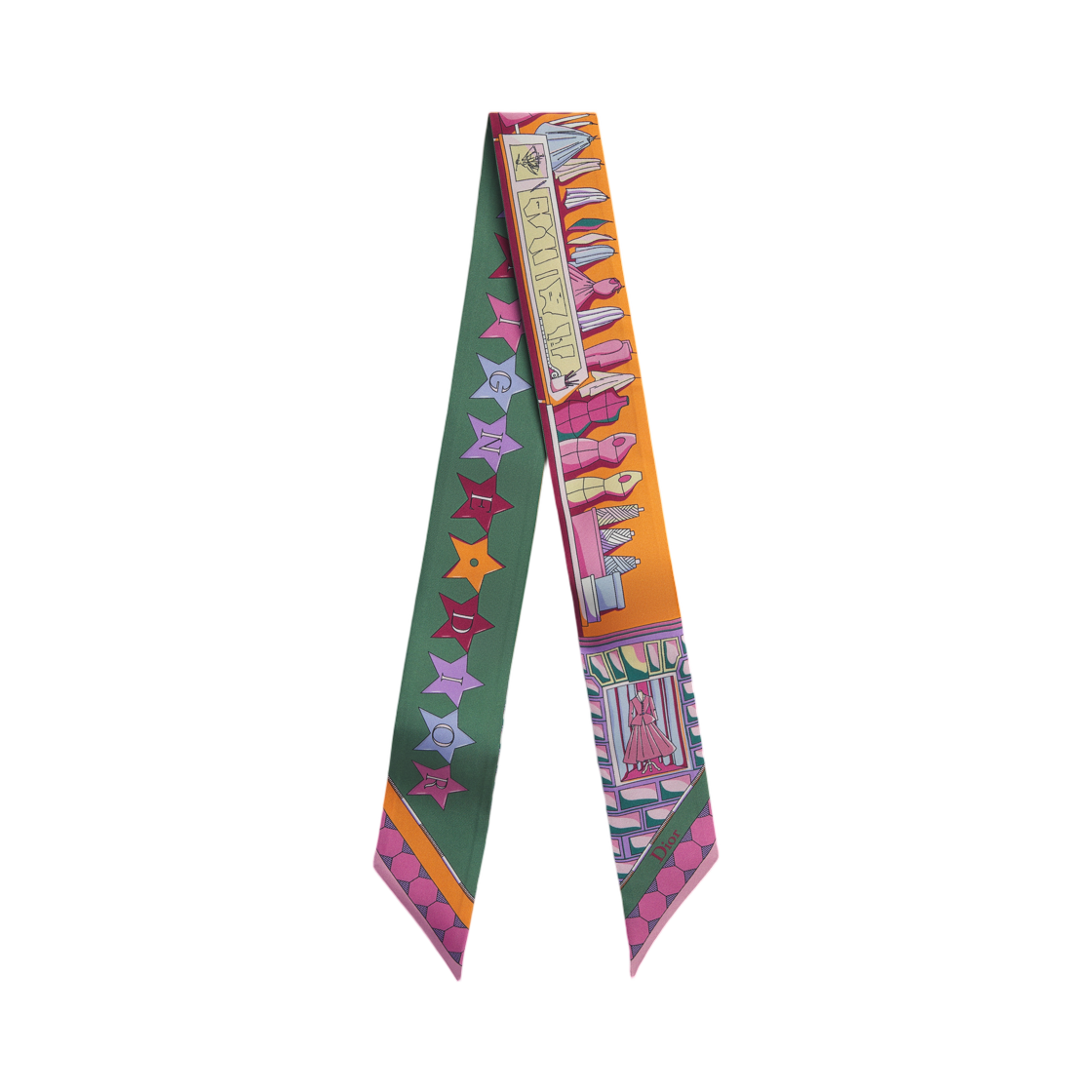 64TM106I6124-C241 (W) Dior Inside Dior Avenue Mitzah Scarf Multi Color Silk Twill Orange Multicolor