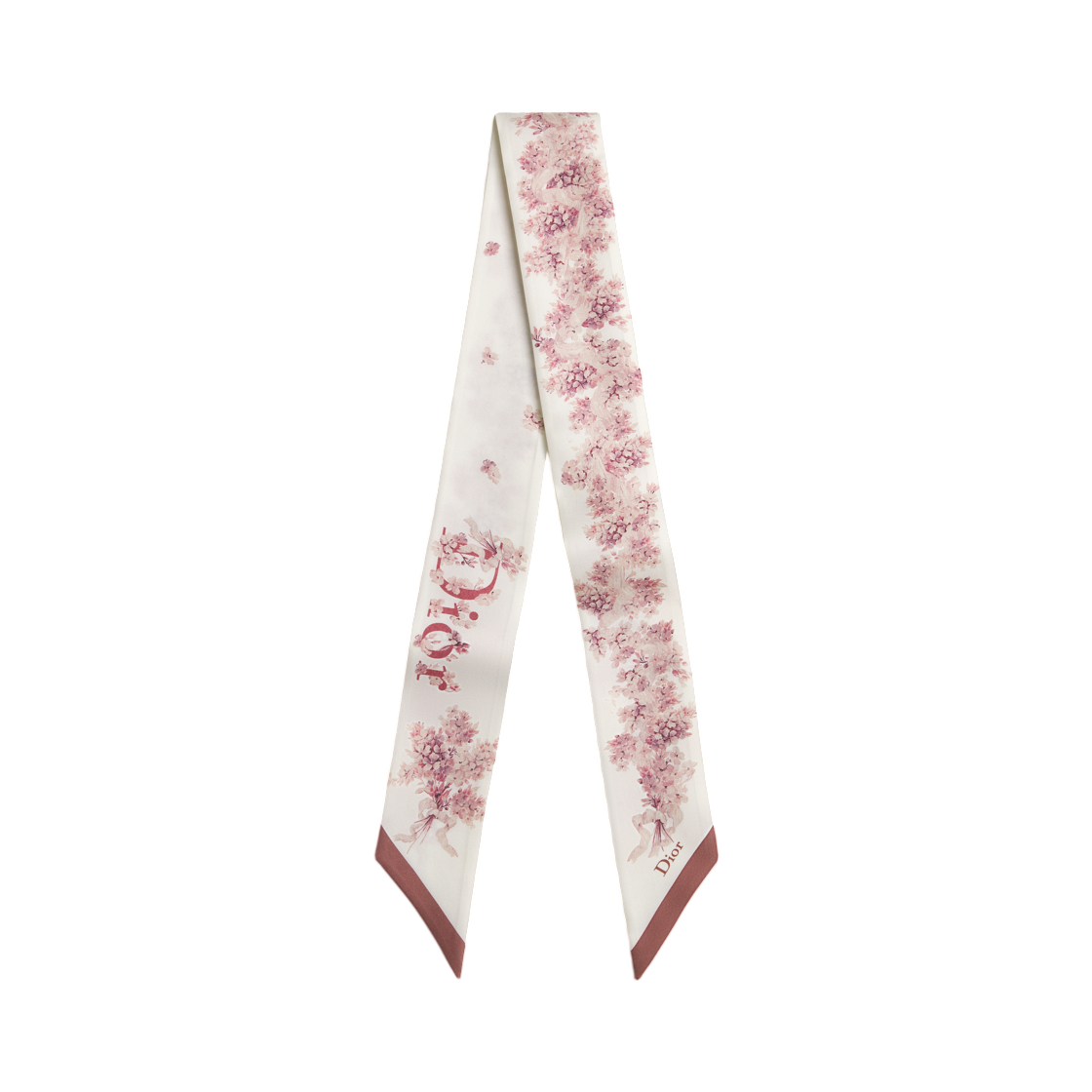 64TM106I6129-C416 (W) Dior Lilac Bouquet Mitzah Scarf Silk Twill Ivory Pink
