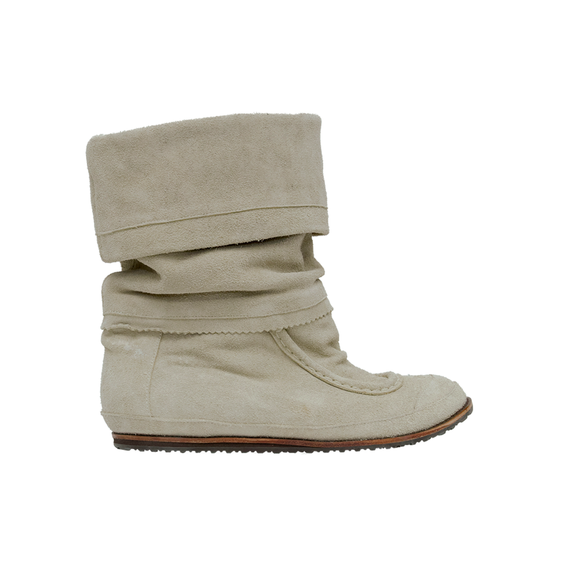 [프리오더] 폴리테루 우먼 폴딩 부츠 스웨이드 베이지([프리오더] Polyteru Women Folding Boots Suede Beige)