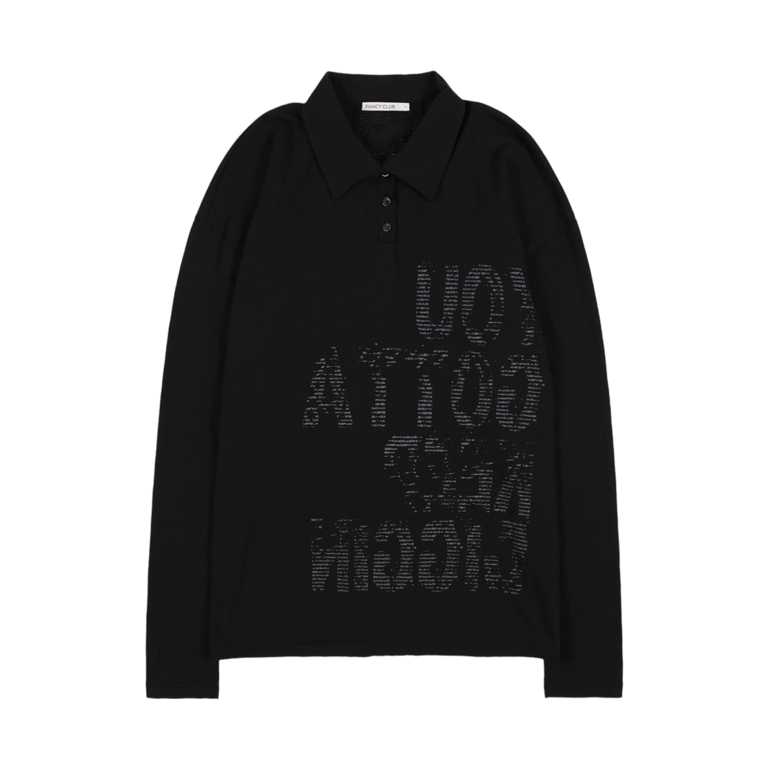 (W) 팬시 클럽 백 크로스 오버핏 칼라 티셔츠 블랙((W) Fancy Club Bag Cross Overfit Collar T-Shirt Black)