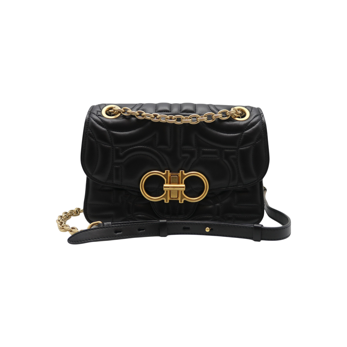 ITAD9FV2CO28 Ferragamo Gancini Quilted Flap Bag 21H153