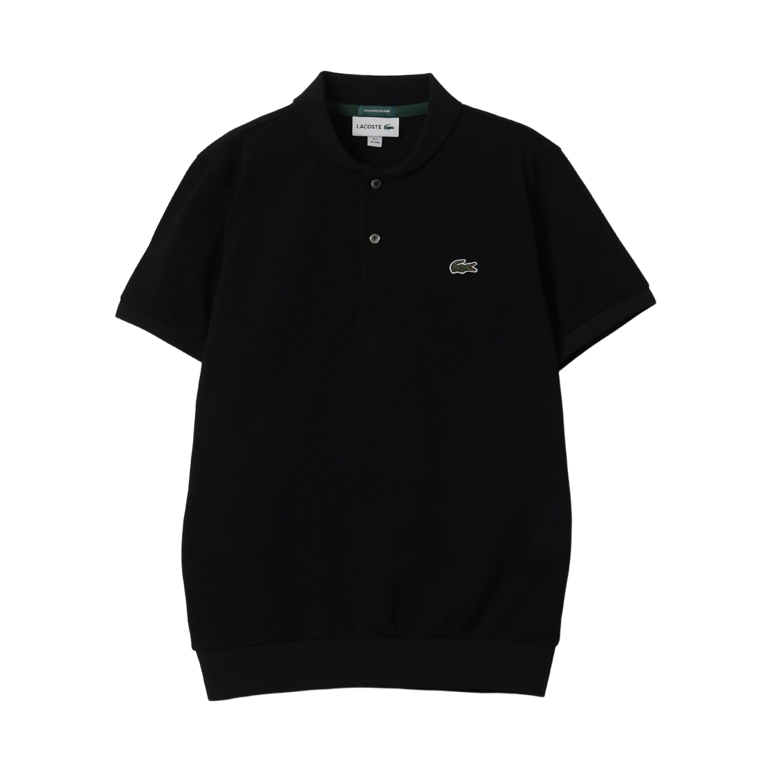 (W) 빔즈 골프 x 라코스테 숄 칼라 폴로 셔츠 블랙((W) Beams Golf x Lacoste Shawl Collar Polo Shirt Black)
