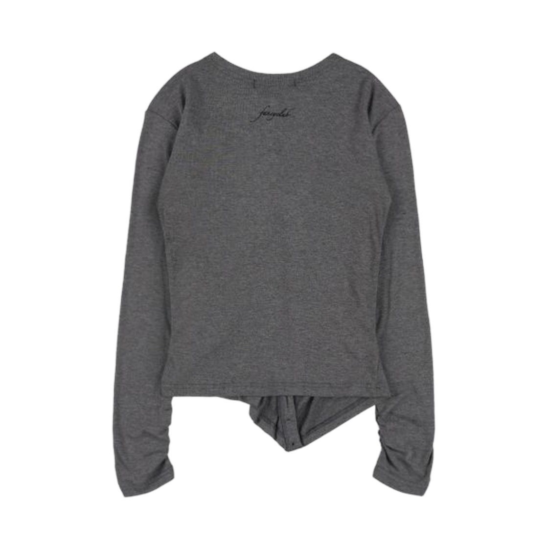 (W) 팬시 클럽 언밸런스드 셔링 가디건 차콜((W) Fancy Club Unbalanced Shirring Cardigan Charcoal) - 2