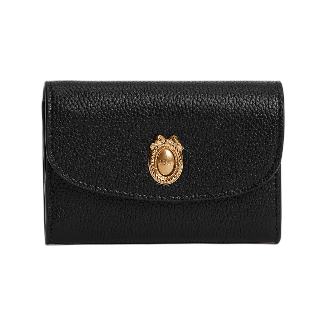 S2220QGME-M45I Dior Medallion Glycine Wallet Grained Calfskin Black Myosotis Blue