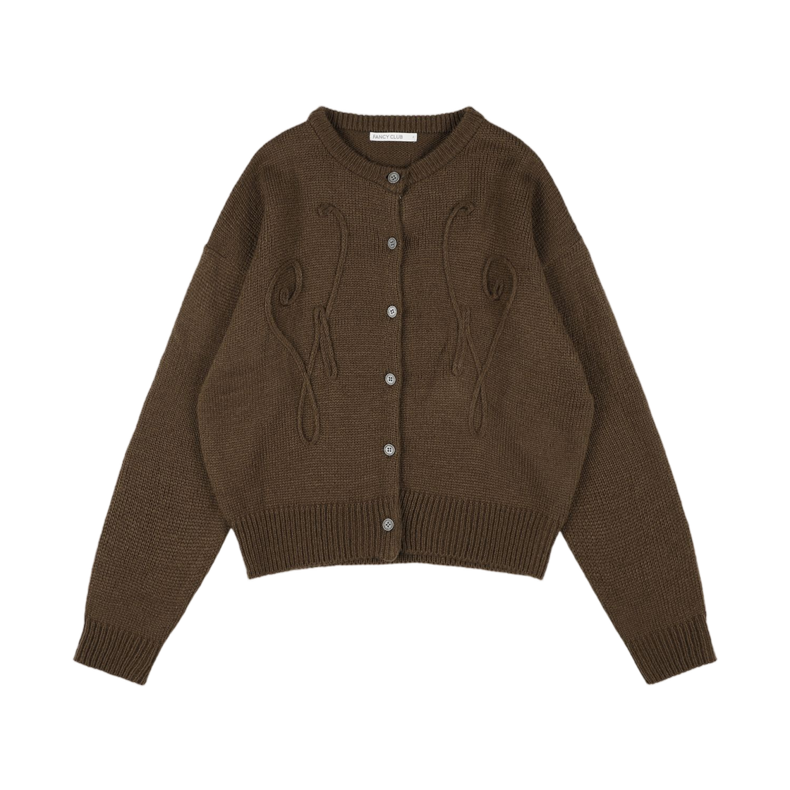 (W) 팬시 클럽 스웨일리 니트 가디건 브라운((W) Fancy Club Swally Knit Cardigan Brown)