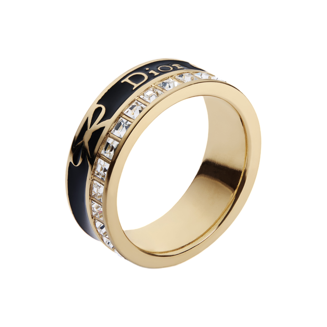 R3108WOMLQ-D307 (W) Dior Night Code Ring Finish Metal & Crystal Lacquer Gold Black