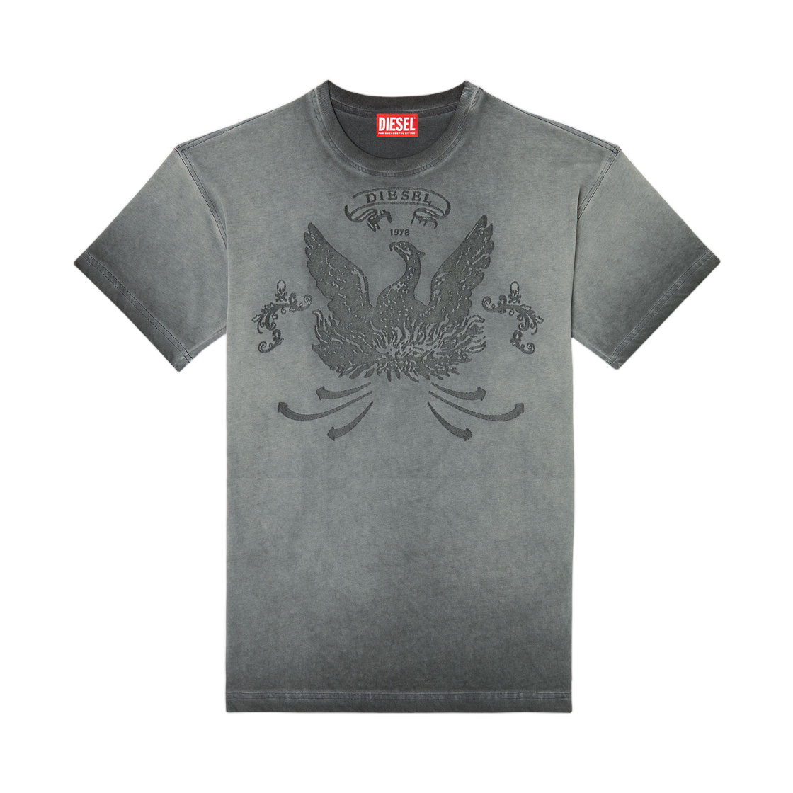 A193730DLBW-93R Diesel T-Shirt with Phoenix Devore Grey