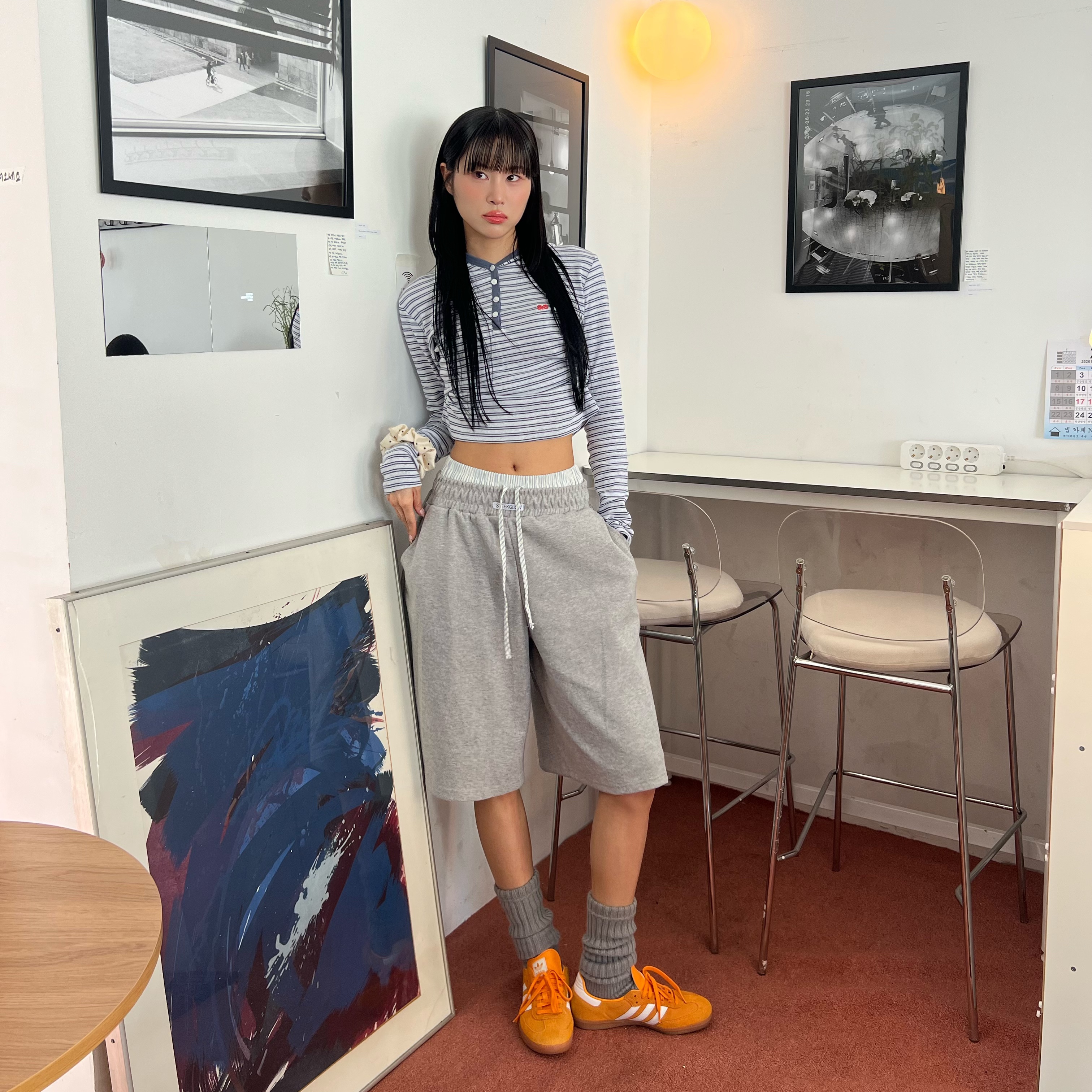 SLEEKGLOW Boxer Trunk Bermuda Pants Gray 착용 스타일 - 1