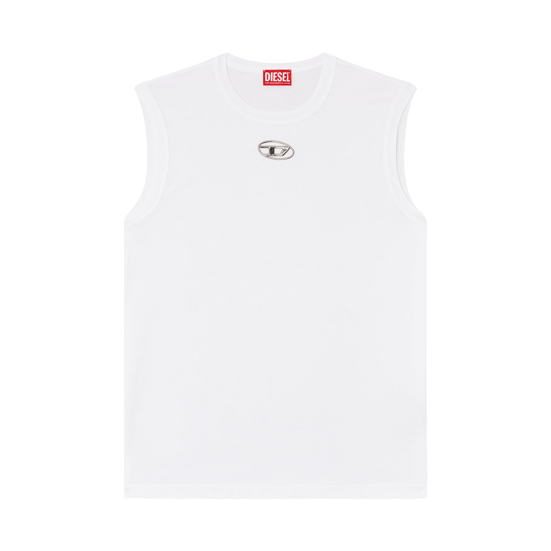 디젤 탱크 탑 메탈릭 오벌 D 화이트(Diesel Tank Top with Metallic Oval D White) - 1