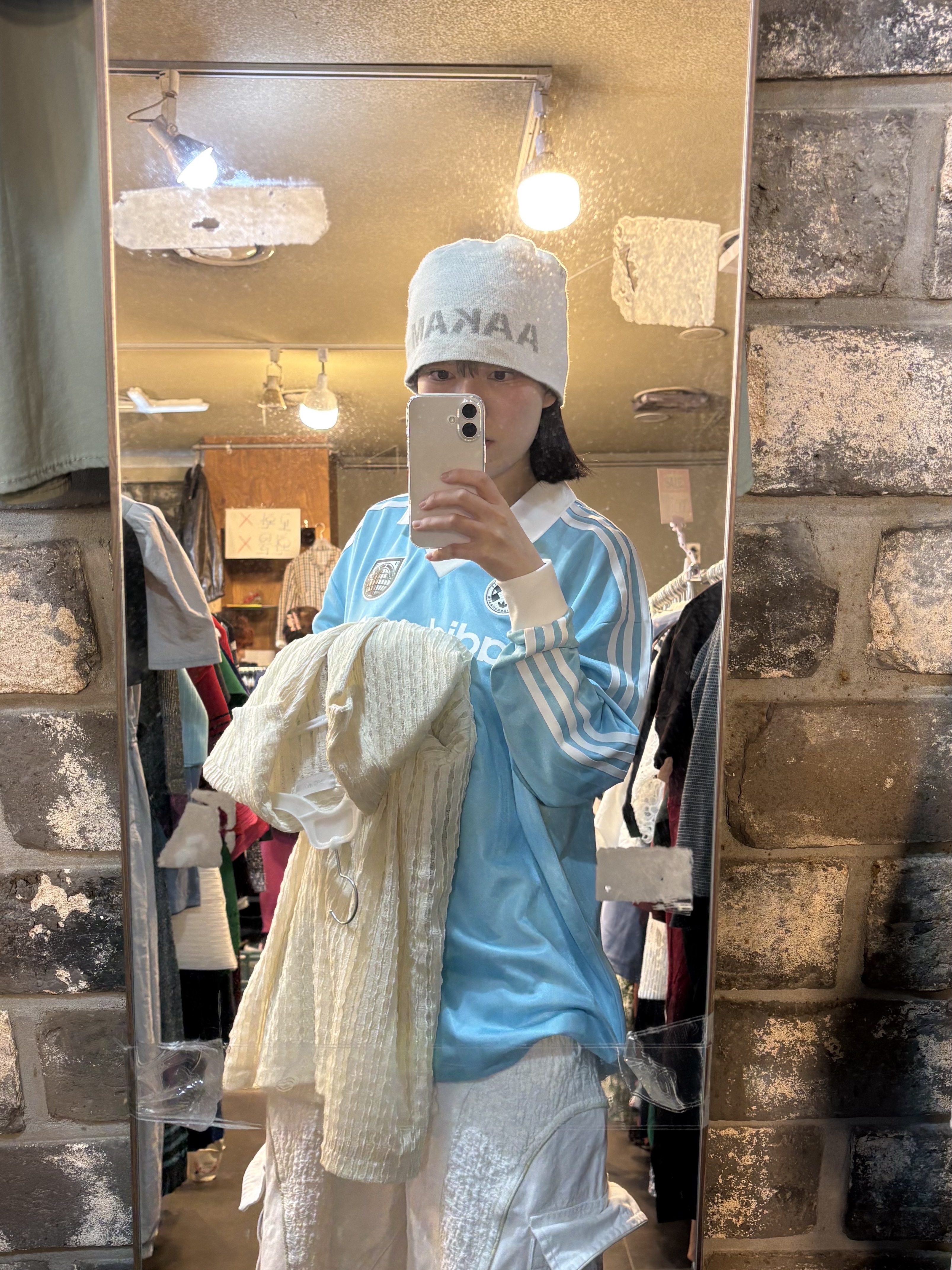 (W) Adidas Football Long Sleeve T-Shirt Light Aqua - KR Sizing 착용 스타일 - 1