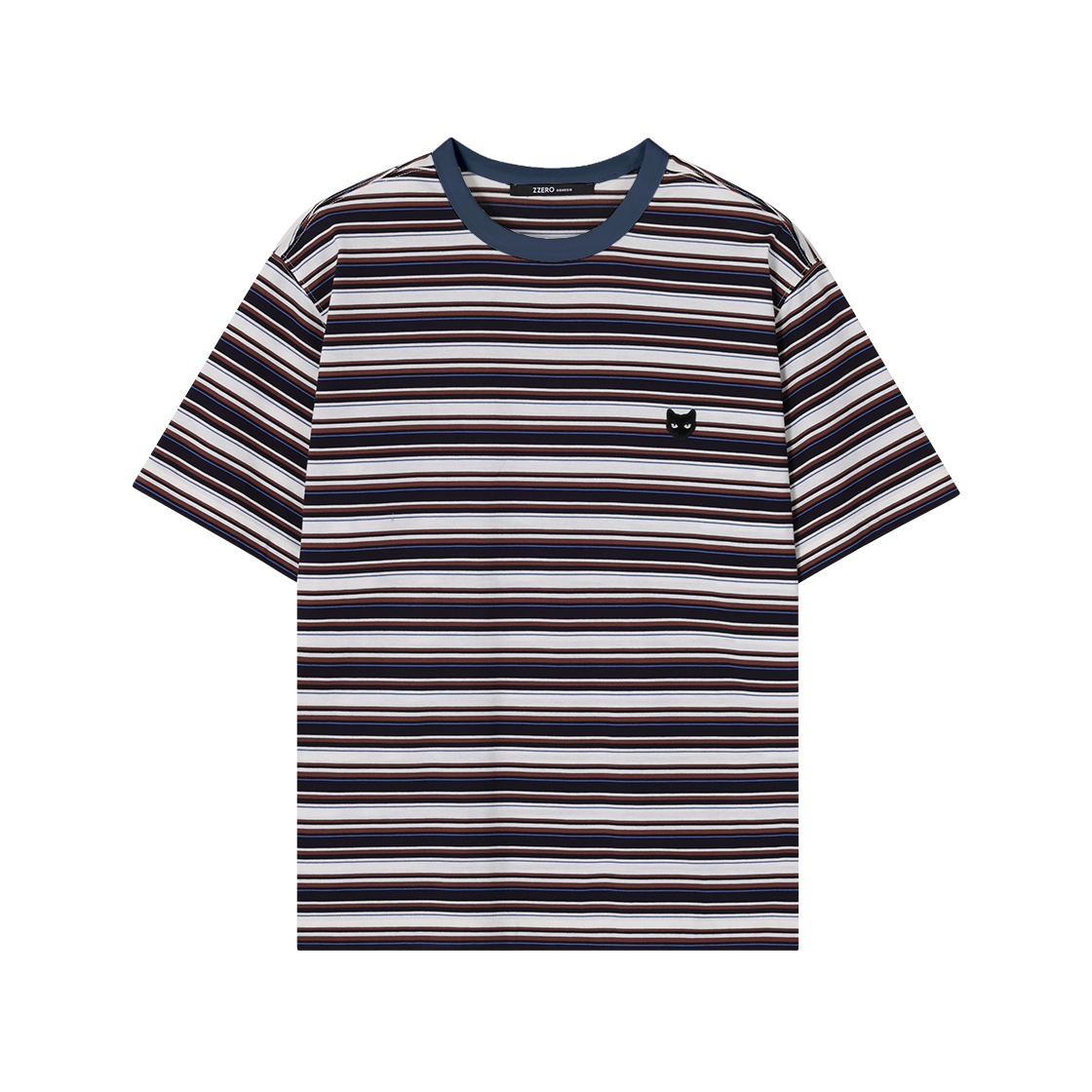 SI3TS803NY SONGZIO ZZERO Panther Multi Stripe T Shirt Navy(Stripe)