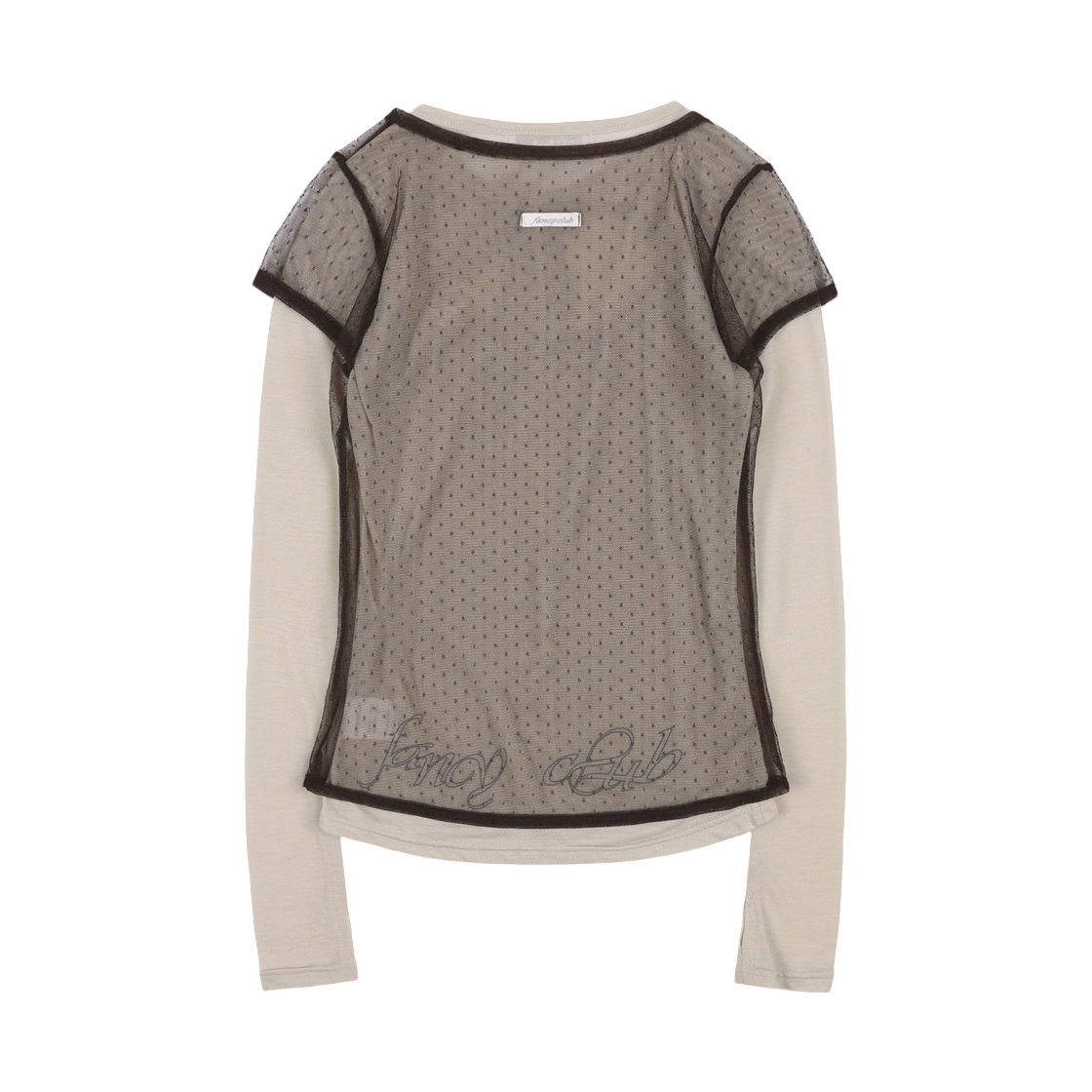 (W) 팬시 클럽 쓰리웨이 도트 레이어드 롱슬리브 베이지((W) Fancy Club 3Way Dot Layered Long Sleeve Beige) - 2