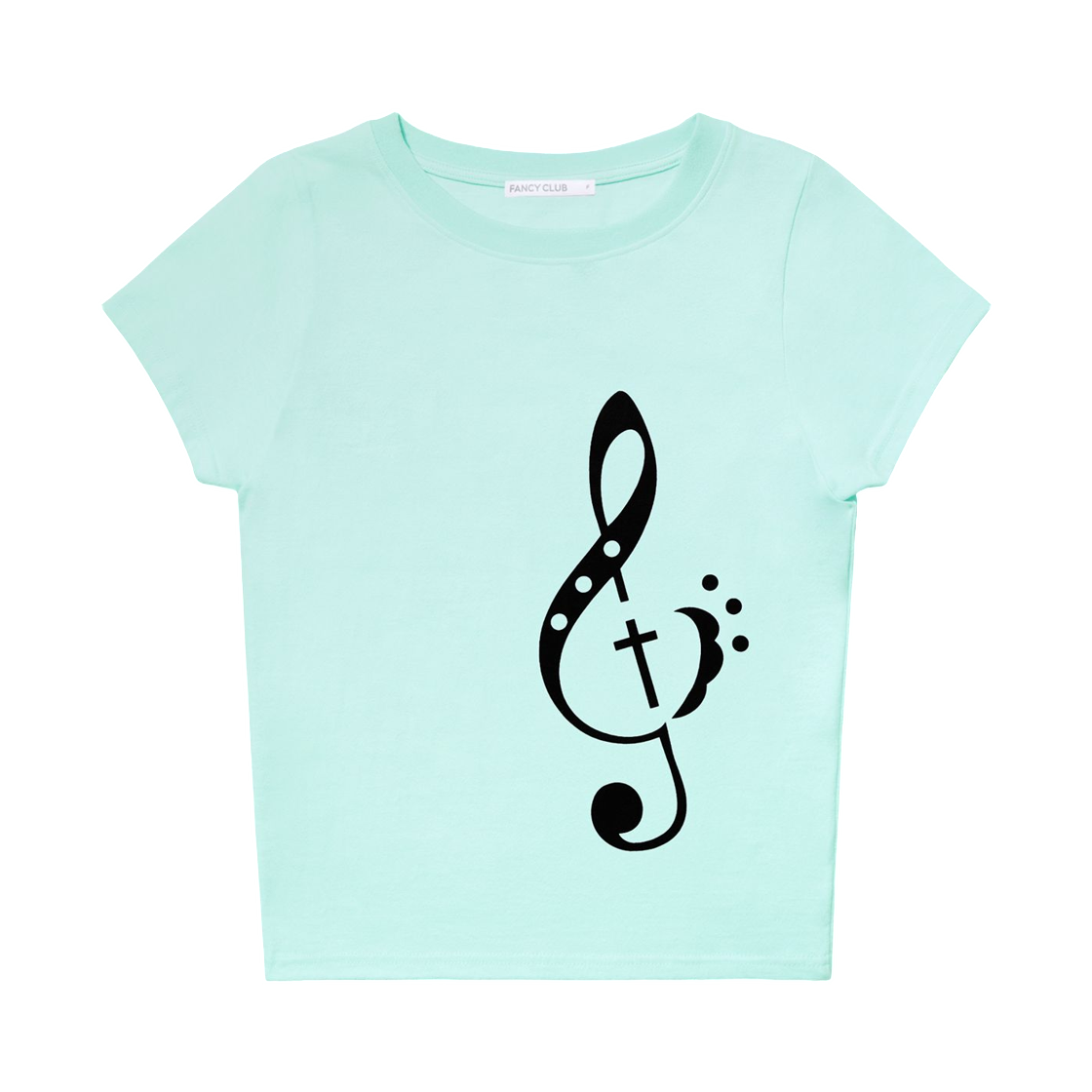 (W) 팬시 클럽 클레프 심볼 티셔츠 민트((W) Fancy Club Clef Symbol T-Shirt Mint)