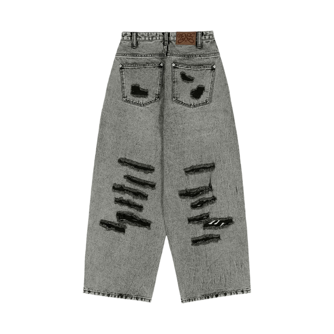 (W) 팬시 클럽 워시드 데미지 데님 팬츠 그레이((W) Fancy Club Washed Damaged Denim Pants Gray) - 2
