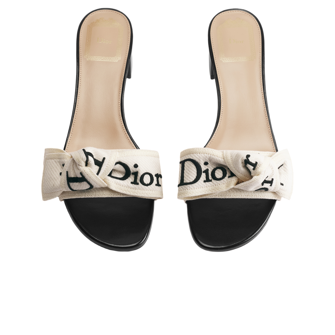 (W) 디올 자디올 힐 슬라이드 자수 코튼 블랙((W) Dior J’Adior Heel Slide Embroidered Cotton Black) - 2