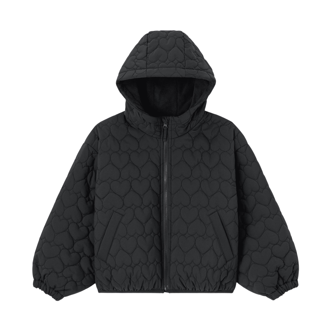 357827-09 (Kids) GU Warm Padded Heart Quilted Jacket Black