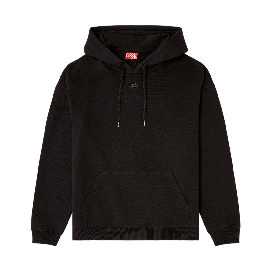A200500GSBP-9XX Diesel Relaxed Fit Hoodie with Kangaroo Pocket Black