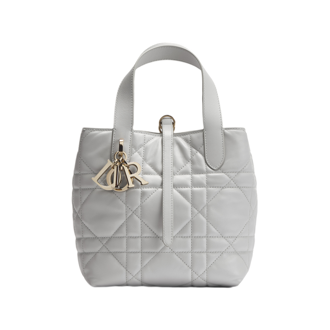 M2835OSNW-M68G Dior Small Dior Toujours Vertical Tote Bag Macro Cannage Calfskin Gris Pietra